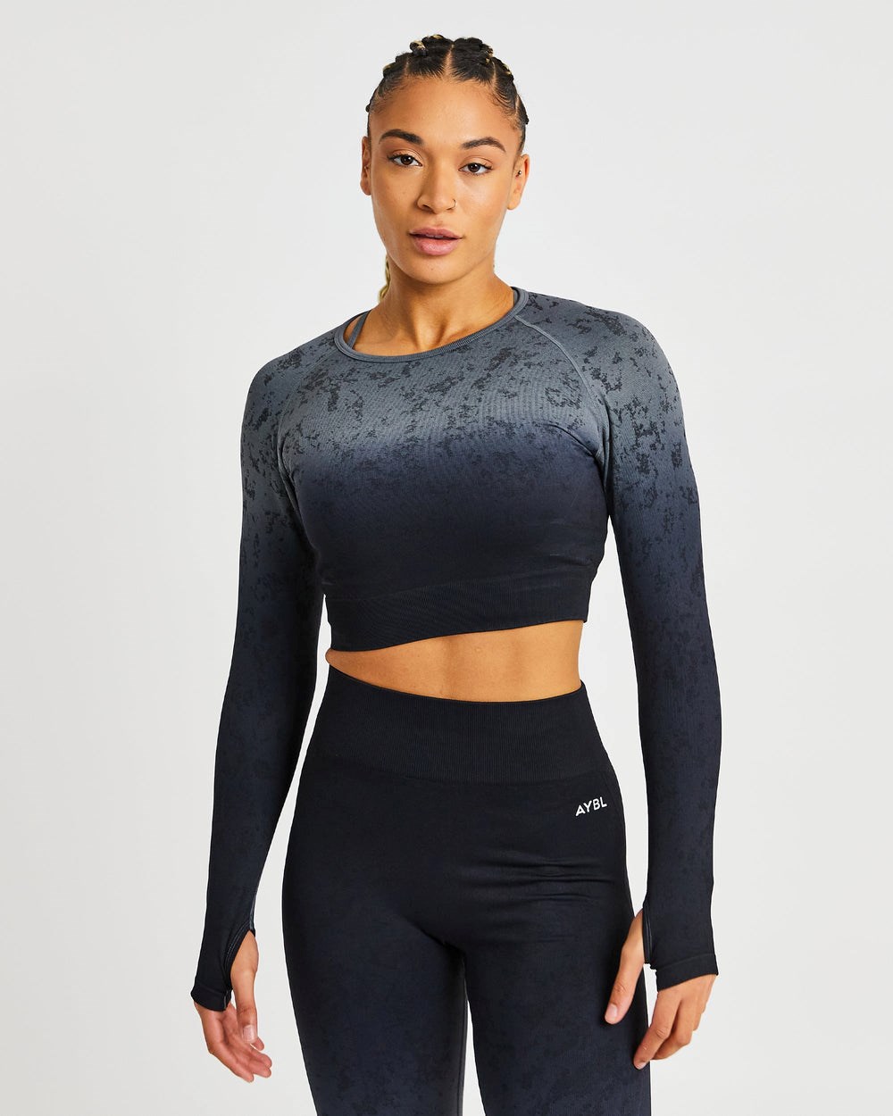 Camiseta Official - Flare Seamless Crop Mujer Negros